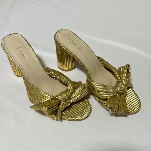 Gold crepe block heel slip on Woman Size 7 - Picture 1 of 4